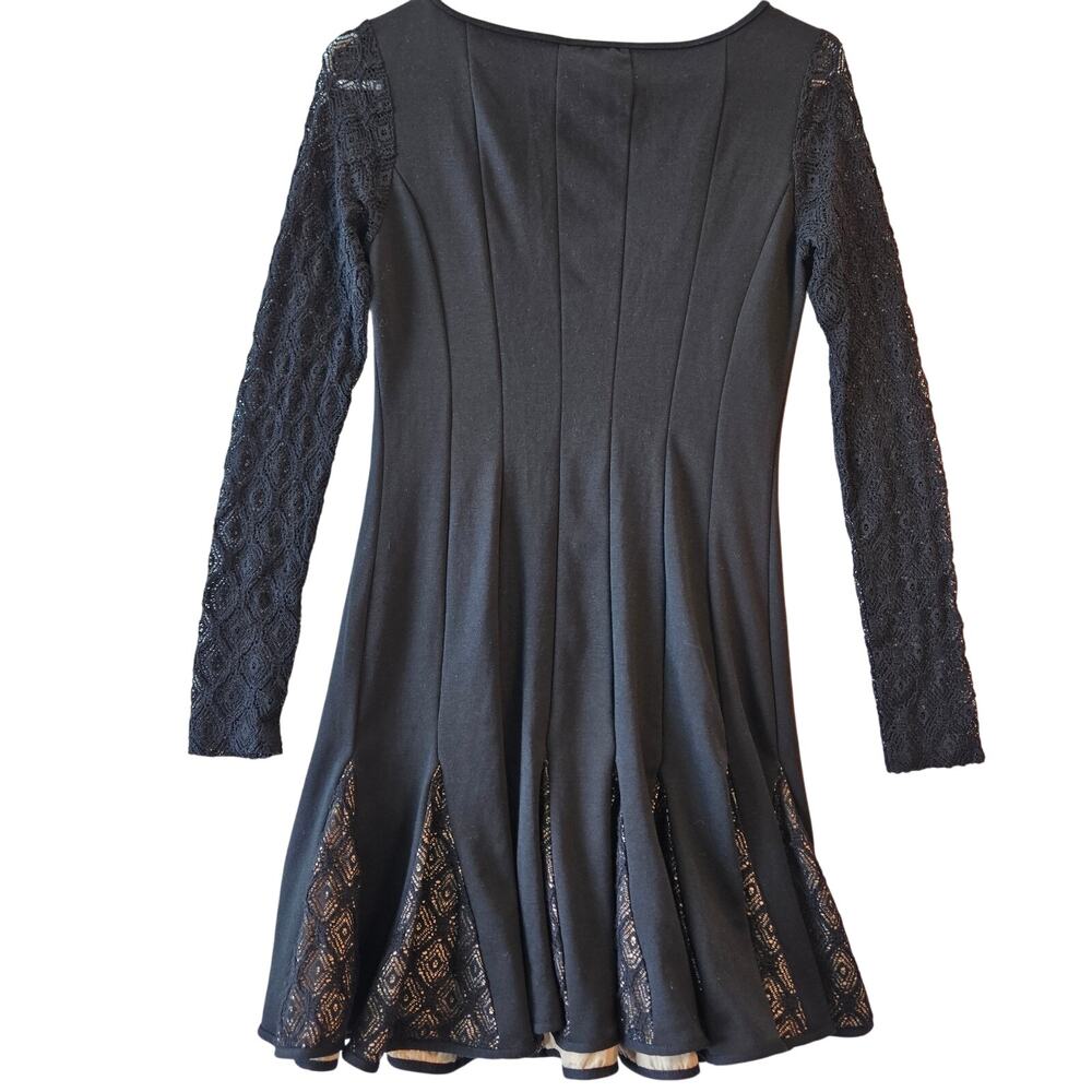 Catherine Malandrino Black Dress Sheer Lace Size 2 Whimsygoth Dark Feminine